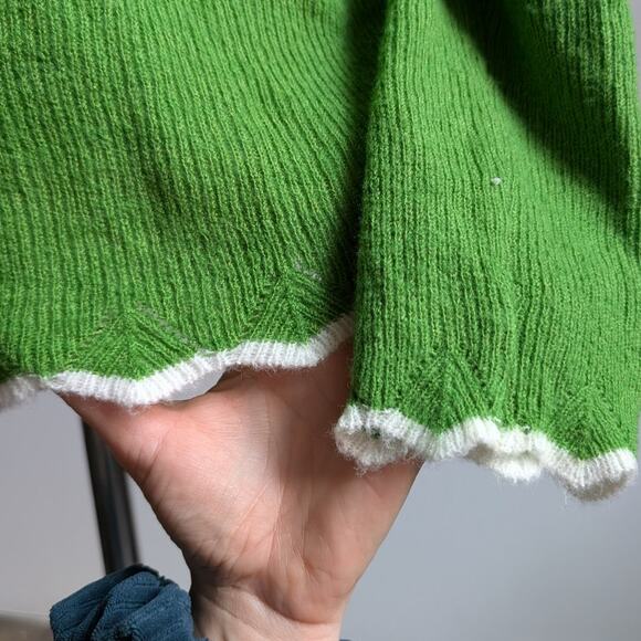 Vintage Green Chunky Knit Light Sweater Grunge Slouchy Cottagecore Woodsy Top L - Picture 3 of 9